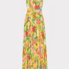 Online MILLY Oria Tulip Rosette Pleated Dress Yellow Multi