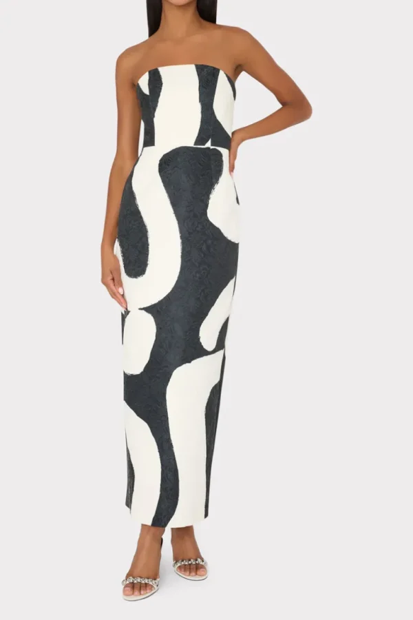 Best Sale MILLY Orion Ink Swirl Dress Black/White