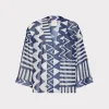 New MILLY Patchwork Chevron Top Blue/White