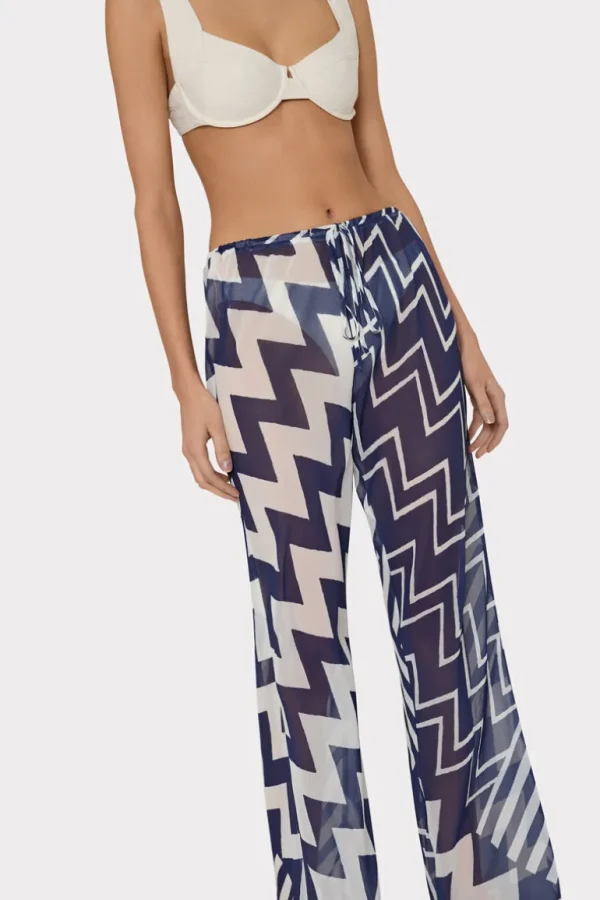 Best MILLY Patchwork Chevron Track Pant Blue/White