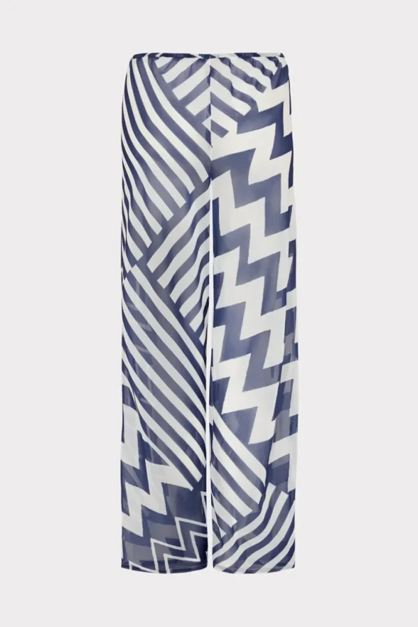 Best MILLY Patchwork Chevron Track Pant Blue/White