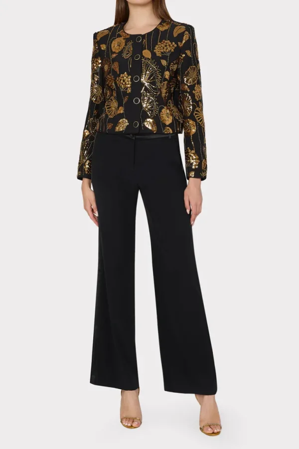 Store MILLY Phoebe Floral Field Embroidered Jacket Gold/Black