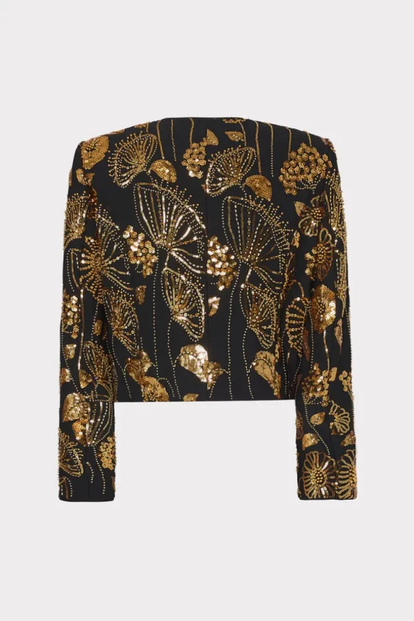 Store MILLY Phoebe Floral Field Embroidered Jacket Gold/Black