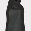 Cheap MILLY Preston Vegan Leather Top Black