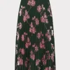 Hot MILLY Rayla Pleated Floral Sequins Skirt Dark Green/Pink