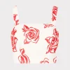 Cheap MILLY Rose Embroidery Crop Top Red/White