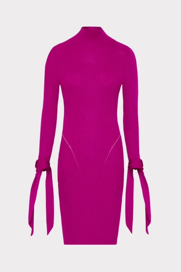 Best Sale MILLY Rowa Cascading Cuff Mini Dress Dark Pink