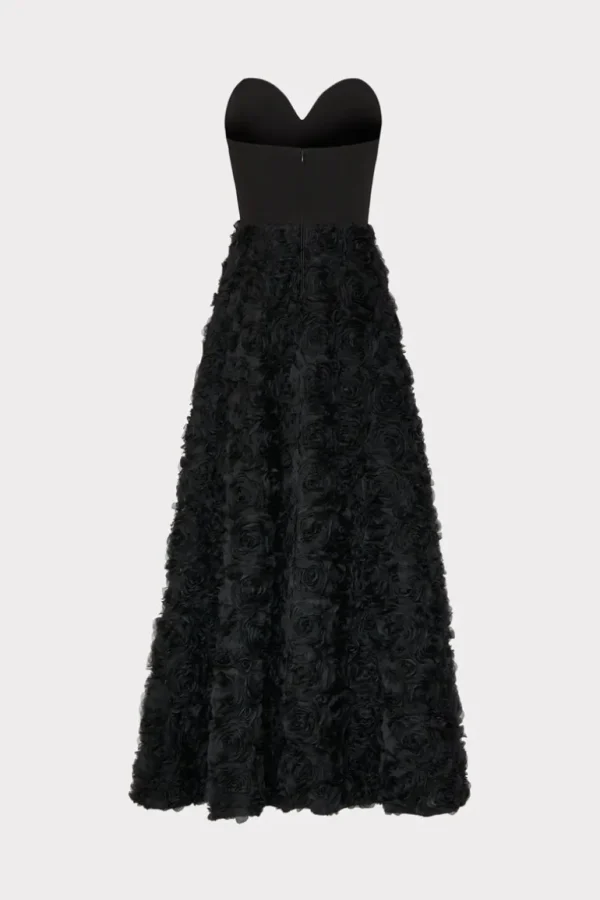 Clearance MILLY Roxy Mesh Rose Gown Black