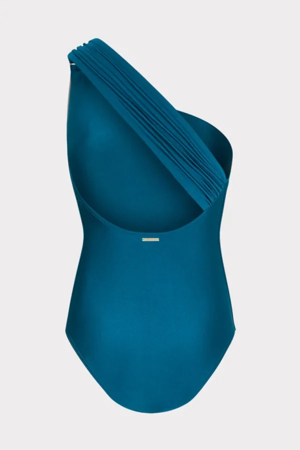 Best MILLY Sam Gloss One Shoulder One Piece Dark Teal