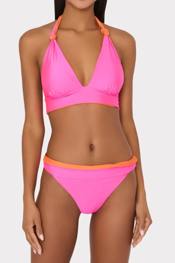 New MILLY Scala Reversible Bikini Bottom Pink/Orange