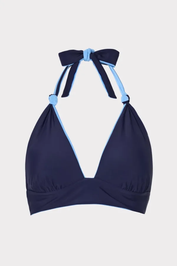 Cheap MILLY Scala Reversible Bikini Top Mineral Blue/Navy