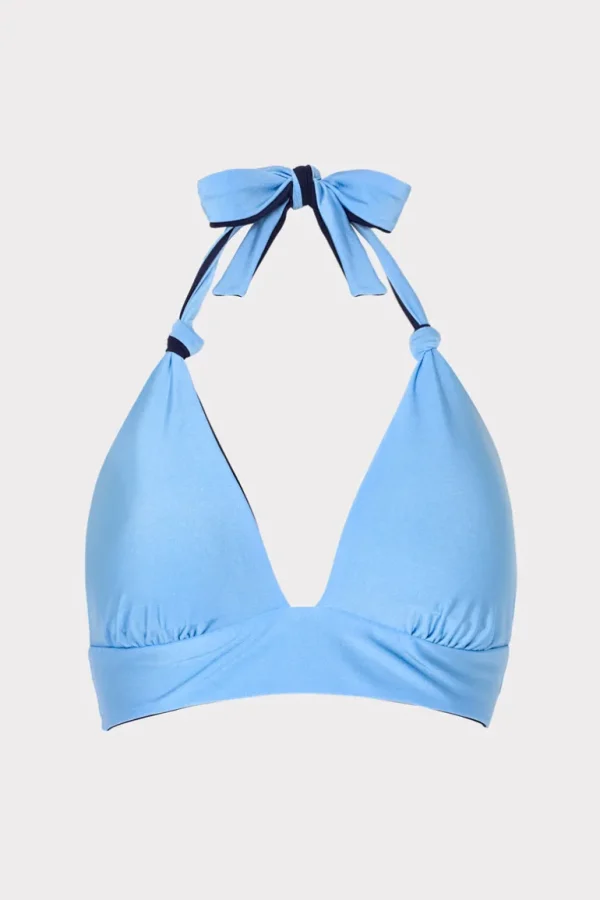 Cheap MILLY Scala Reversible Bikini Top Mineral Blue/Navy