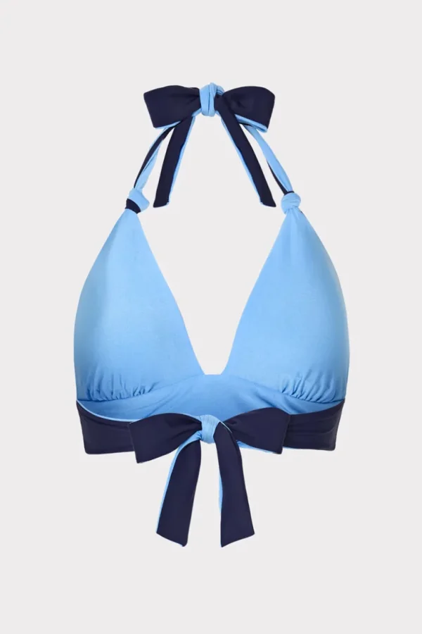 Cheap MILLY Scala Reversible Bikini Top Mineral Blue/Navy