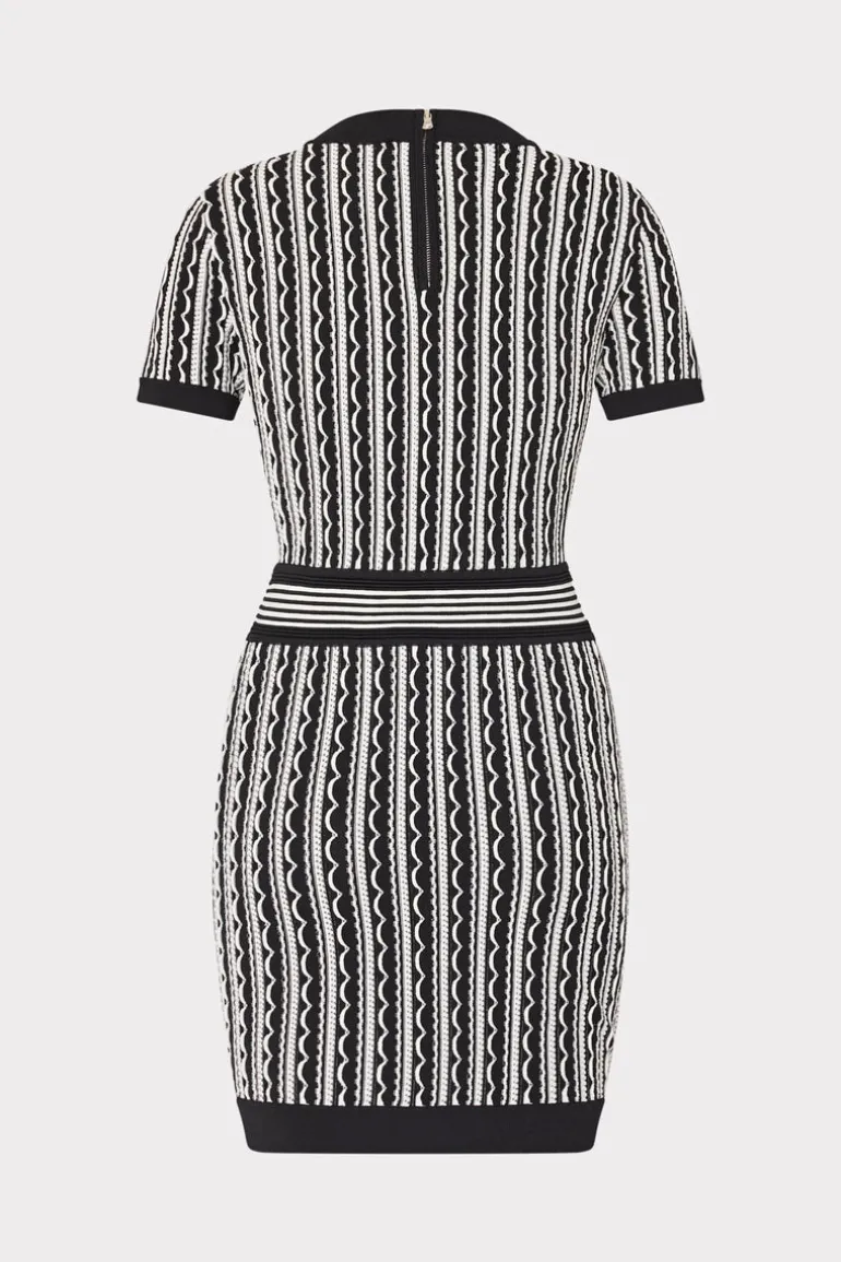 scallop_textured_vneck_kn_4.webp Best MILLY Scallop Textured V-Neck Knit Mini Dress Black Multi