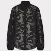 Best Sale MILLY Scroll Burnout Button Up Top Black