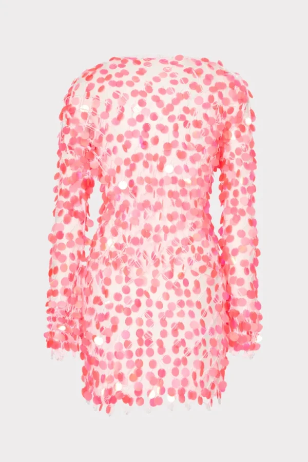 Cheap MILLY Sequin Crochet Mini Dress Pink/White