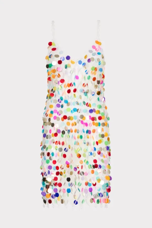 Sale MILLY Sequin Crochet Mini Sleeveless Dress Multi