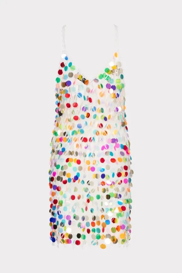 Sale MILLY Sequin Crochet Mini Sleeveless Dress Multi