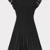 Shop MILLY Sheer Flutter Sleeve Knit Mini Dress Black