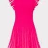 Fashion MILLY Sheer Flutter Sleeve Knit Mini Dress Pink