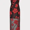 Flash Sale MILLY Shiloh Grand Fleur Embroide Dress Red
