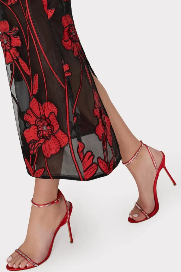 Flash Sale MILLY Shiloh Grand Fleur Embroide Dress Red