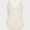 Sale MILLY Shimmer Texture Braided One Piece Tan