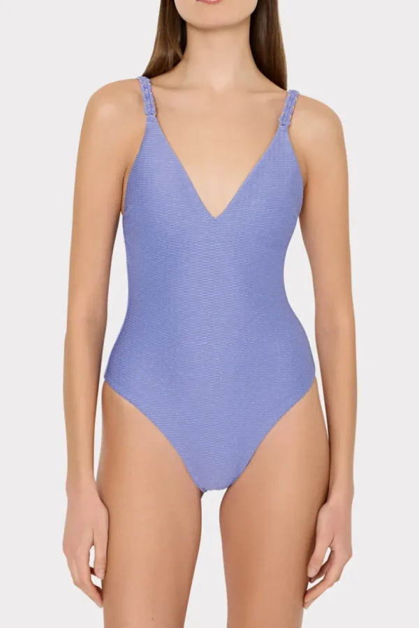 Clearance MILLY Shimmer Texture Braided One Piece Purple