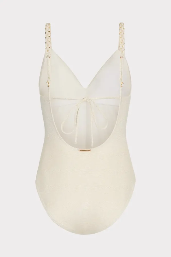 Sale MILLY Shimmer Texture Braided One Piece Tan