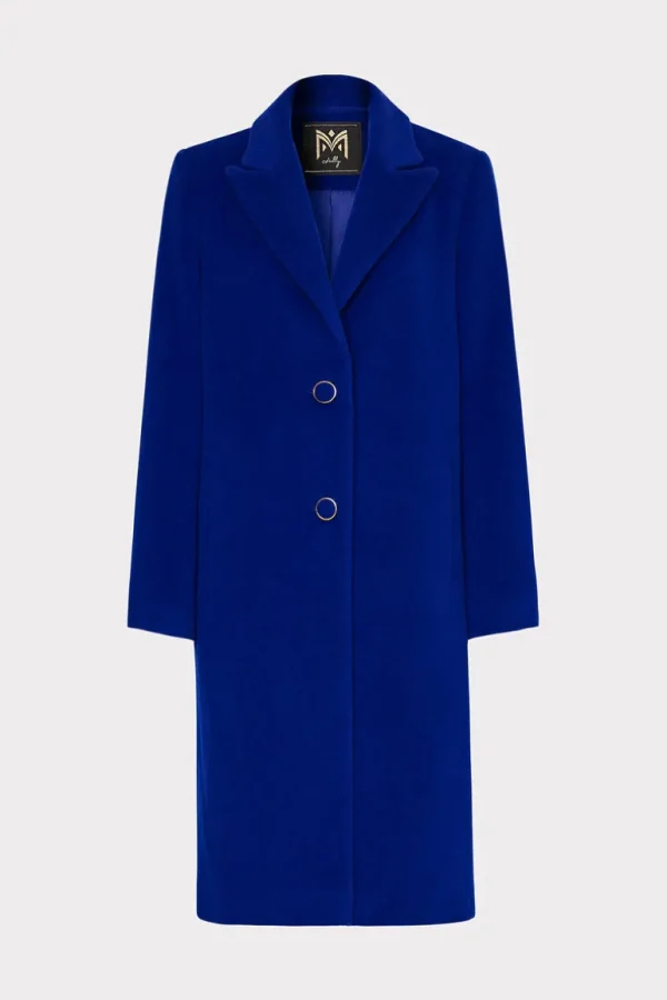 Cheap MILLY Single Breasted Wool Coat Cobalt