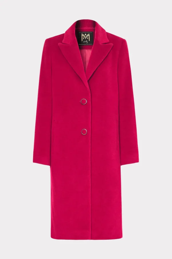 Store MILLY Single Breasted Wool Coat Magenta
