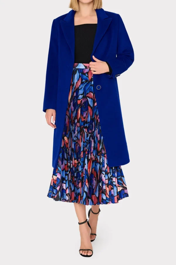 Cheap MILLY Single Breasted Wool Coat Cobalt