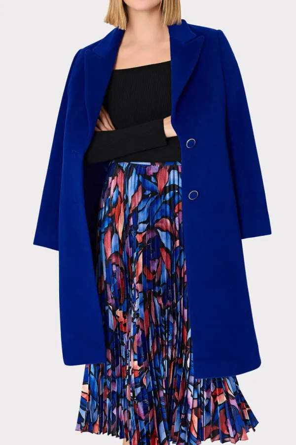 Cheap MILLY Single Breasted Wool Coat Cobalt