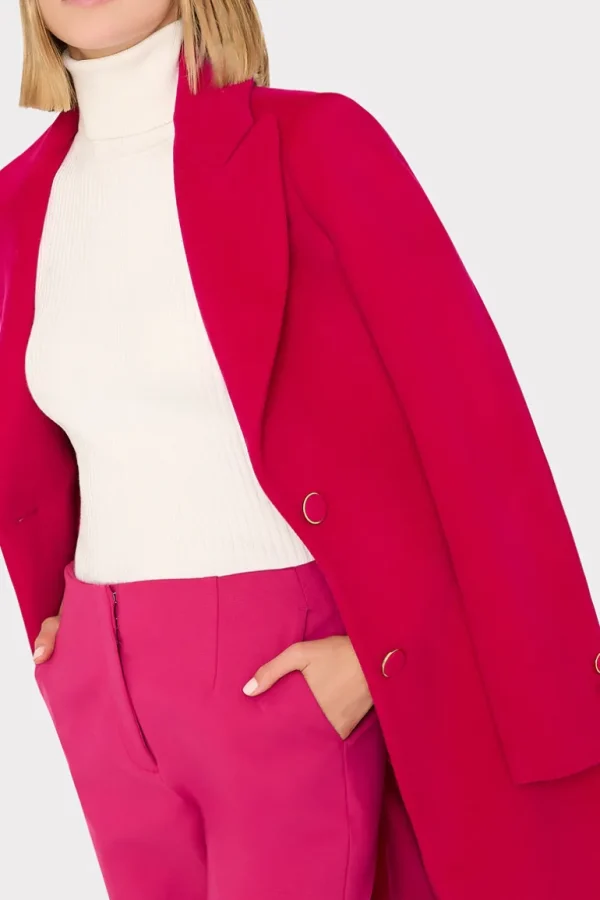 Store MILLY Single Breasted Wool Coat Magenta