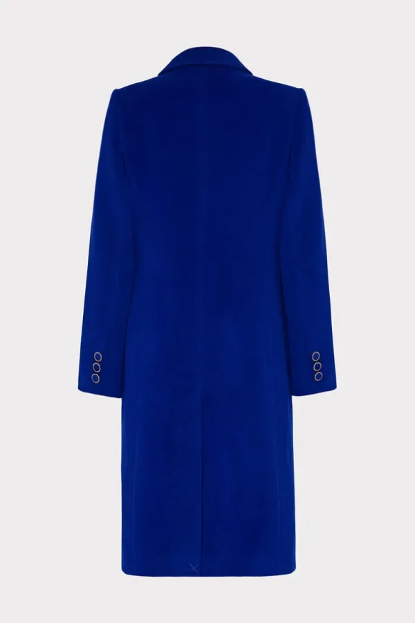 Cheap MILLY Single Breasted Wool Coat Cobalt