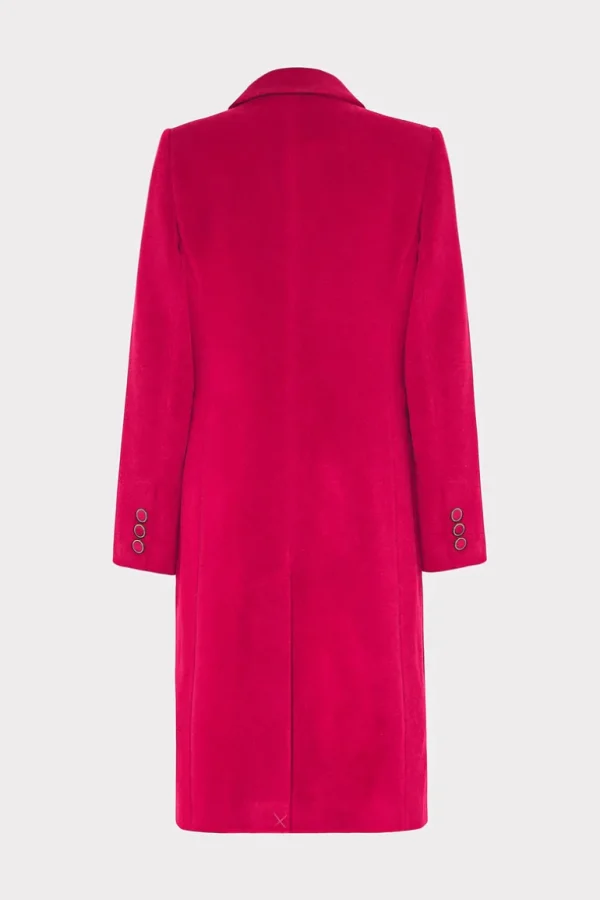 Store MILLY Single Breasted Wool Coat Magenta