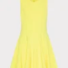 Cheap MILLY Sleeveless Stretch Cady Fit And Flare Dress Yellow