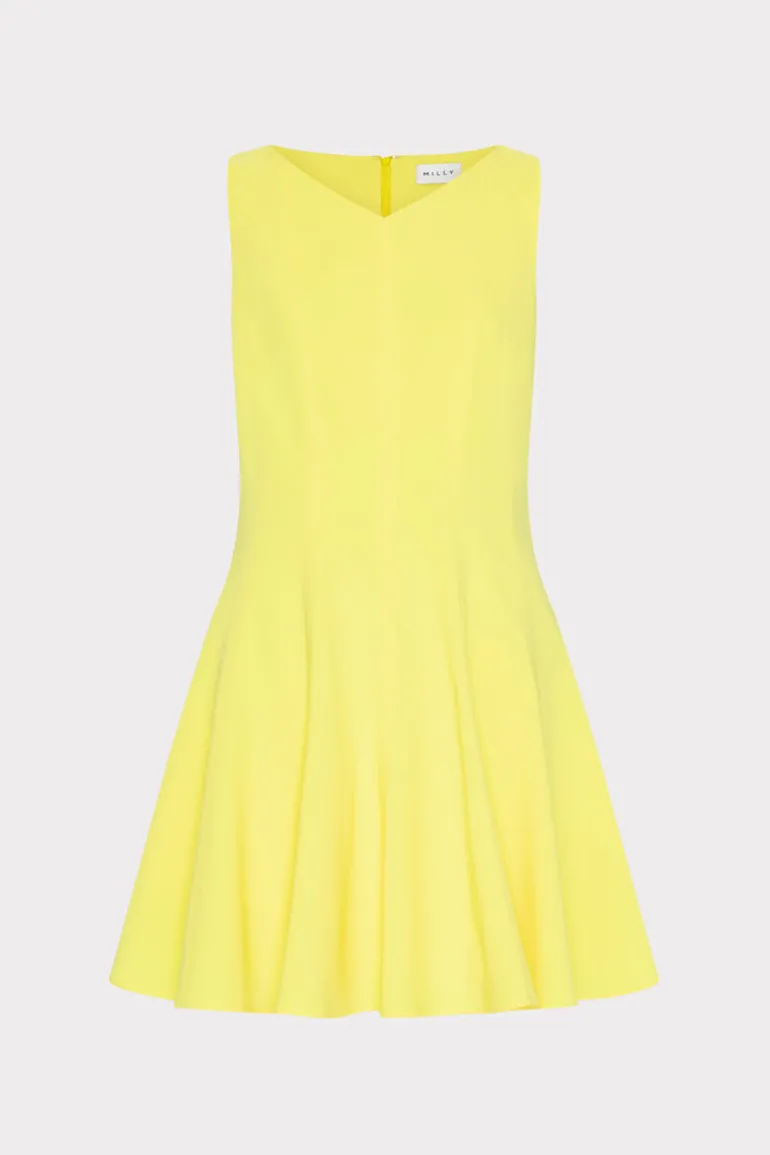 sleeveless_stretch_cady_f_0-1.webp Cheap MILLY Sleeveless Stretch Cady Fit And Flare Dress Yellow