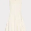 Shop MILLY Sleeveless Stretch Cady Fit And Flare Dress Ecru