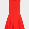 Store MILLY Sleeveless Stretch Cady Fit And Flare Dress Red