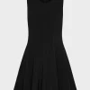 Best Sale MILLY Sleeveless Stretch Cady Fit And Flare Dress Black