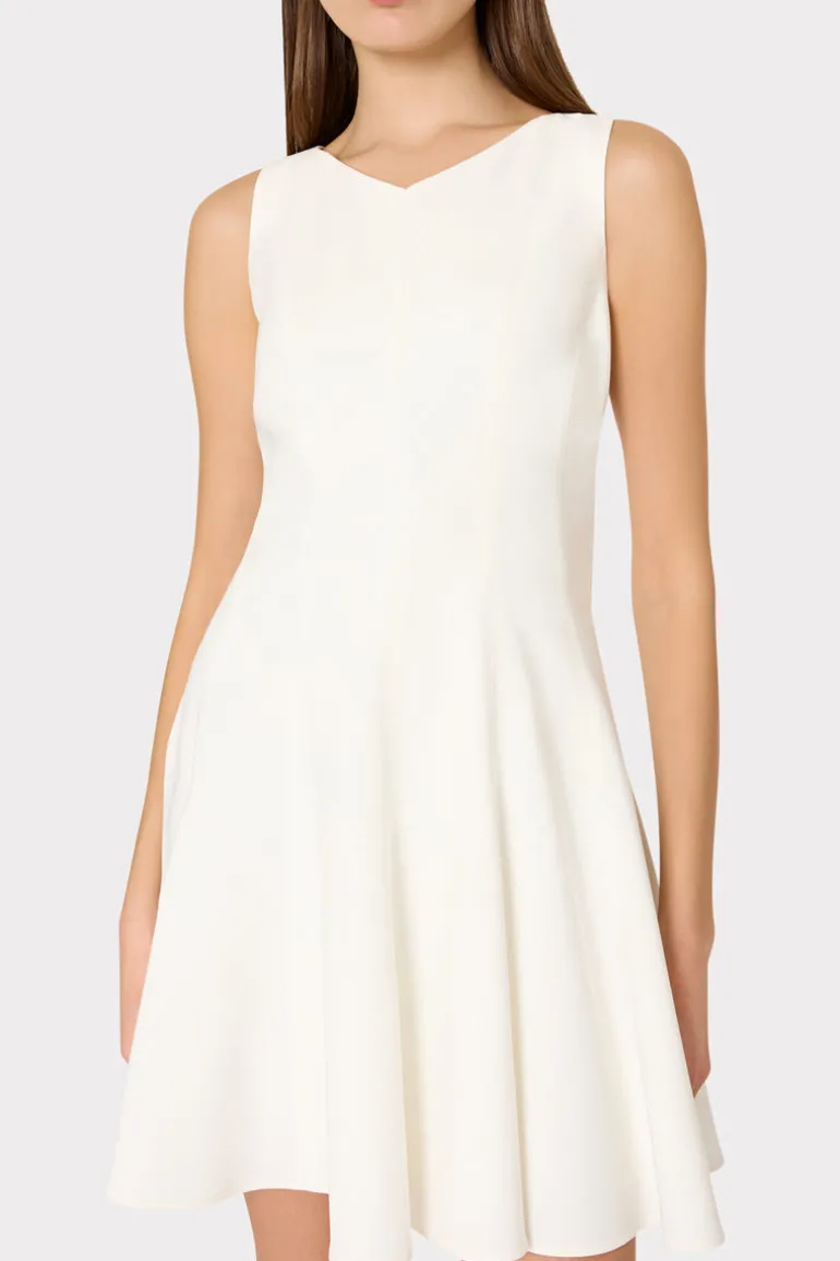 sleeveless_stretch_cady_f_1.webp Shop MILLY Sleeveless Stretch Cady Fit And Flare Dress Ecru