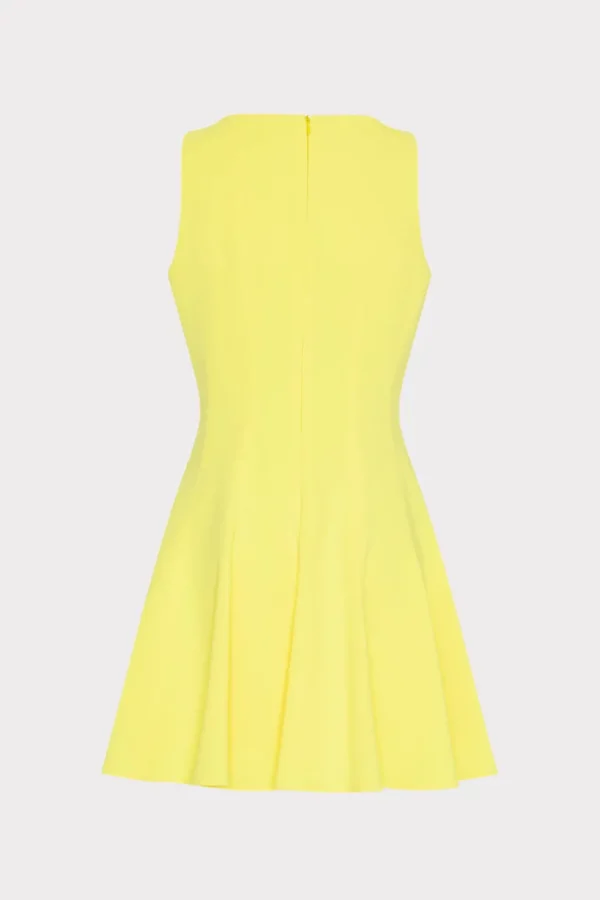 Cheap MILLY Sleeveless Stretch Cady Fit And Flare Dress Yellow