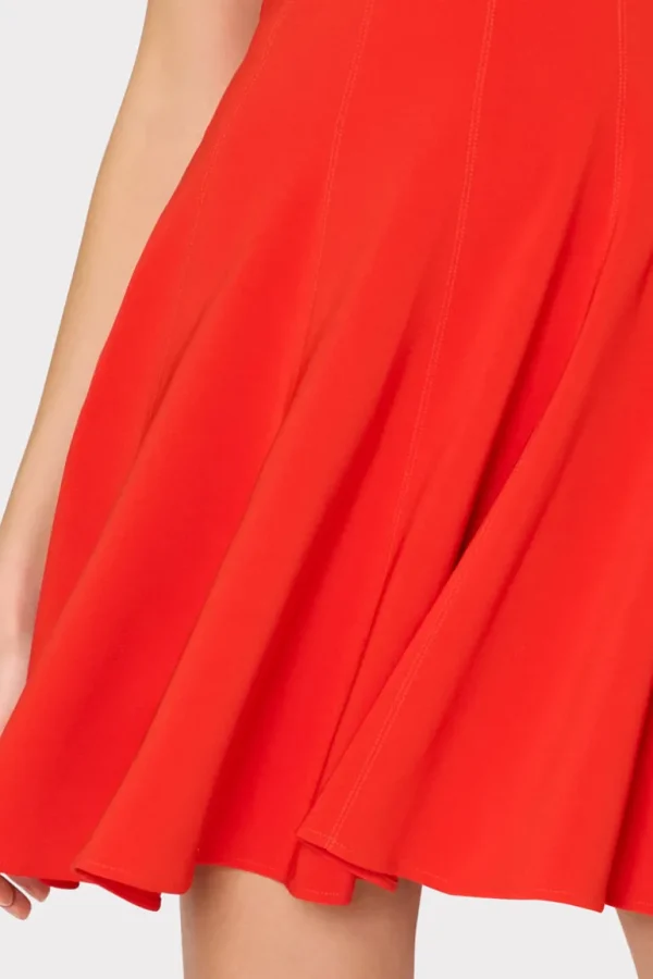 Store MILLY Sleeveless Stretch Cady Fit And Flare Dress Red