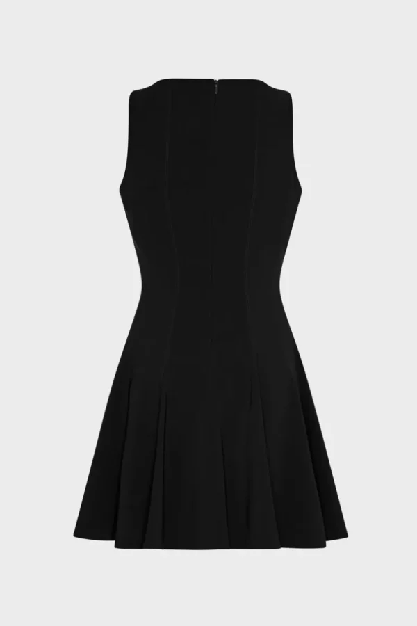 Best Sale MILLY Sleeveless Stretch Cady Fit And Flare Dress Black