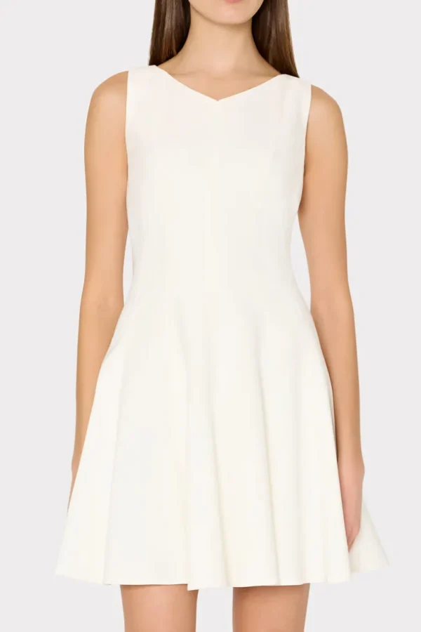 Shop MILLY Sleeveless Stretch Cady Fit And Flare Dress Ecru