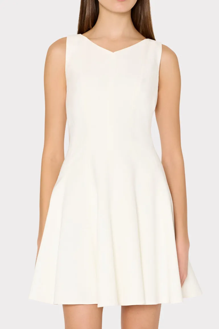 sleeveless_stretch_cady_f_3.webp Shop MILLY Sleeveless Stretch Cady Fit And Flare Dress Ecru