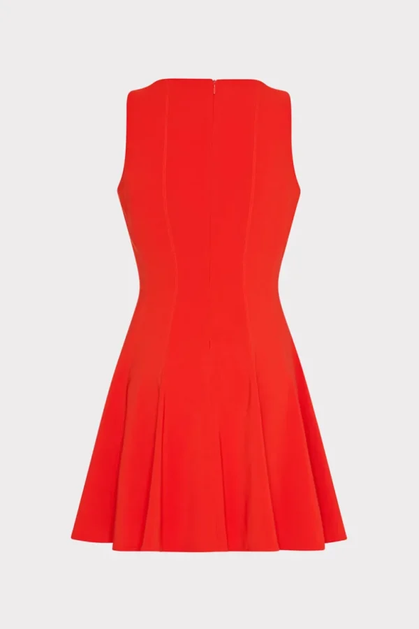 Store MILLY Sleeveless Stretch Cady Fit And Flare Dress Red