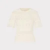Cheap MILLY Smocked Finish Pointelle Top Ecru