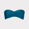 Clearance MILLY Soleil Gloss Twist Bandeau Top Dark Teal